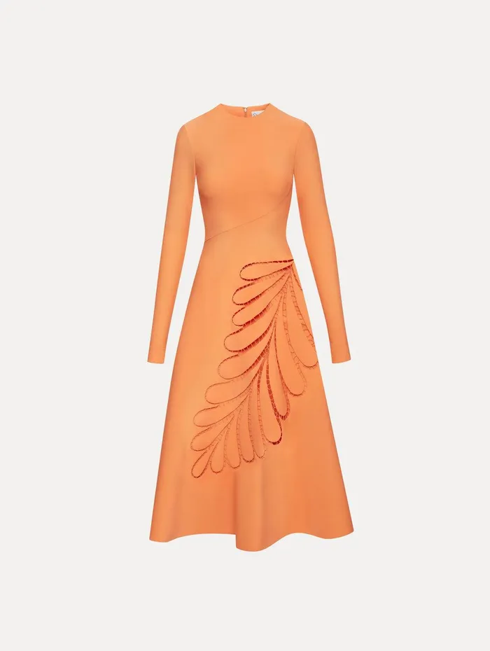 Fern Cutout Midi Dress Apricot Women Oscar De La Renta Dresses