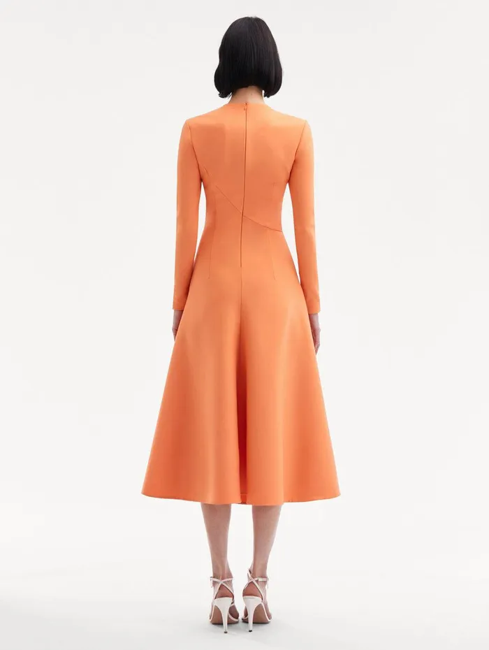 Fern Cutout Midi Dress Apricot Women Oscar De La Renta Dresses Fern Cutout Midi Dress Apricot Women Oscar De La Renta Dresses