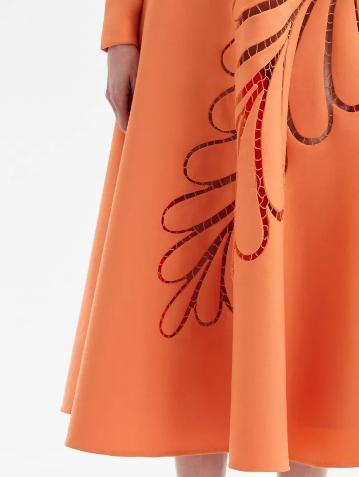Fern Cutout Midi Dress Apricot Women Oscar De La Renta Dresses Fern Cutout Midi Dress Apricot Women Oscar De La Renta Dresses