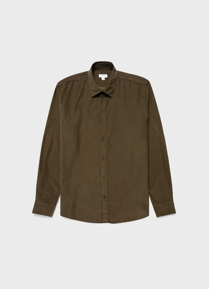 Fine Cord Shirt Dark Moss Men SUNSPEL Shirts