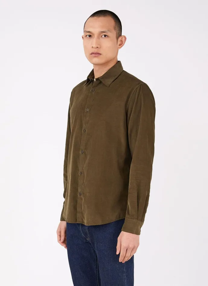 Fine Cord Shirt Dark Moss Men SUNSPEL Shirts