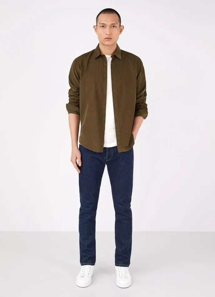 Fine Cord Shirt Dark Moss Men SUNSPEL Shirts