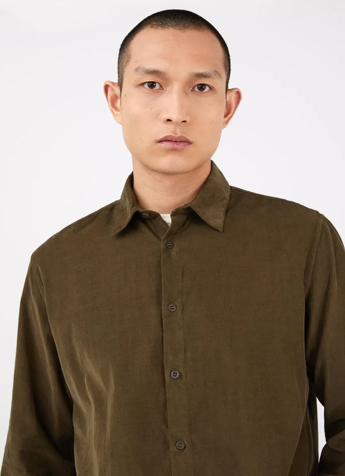 Fine Cord Shirt Dark Moss Men SUNSPEL Shirts