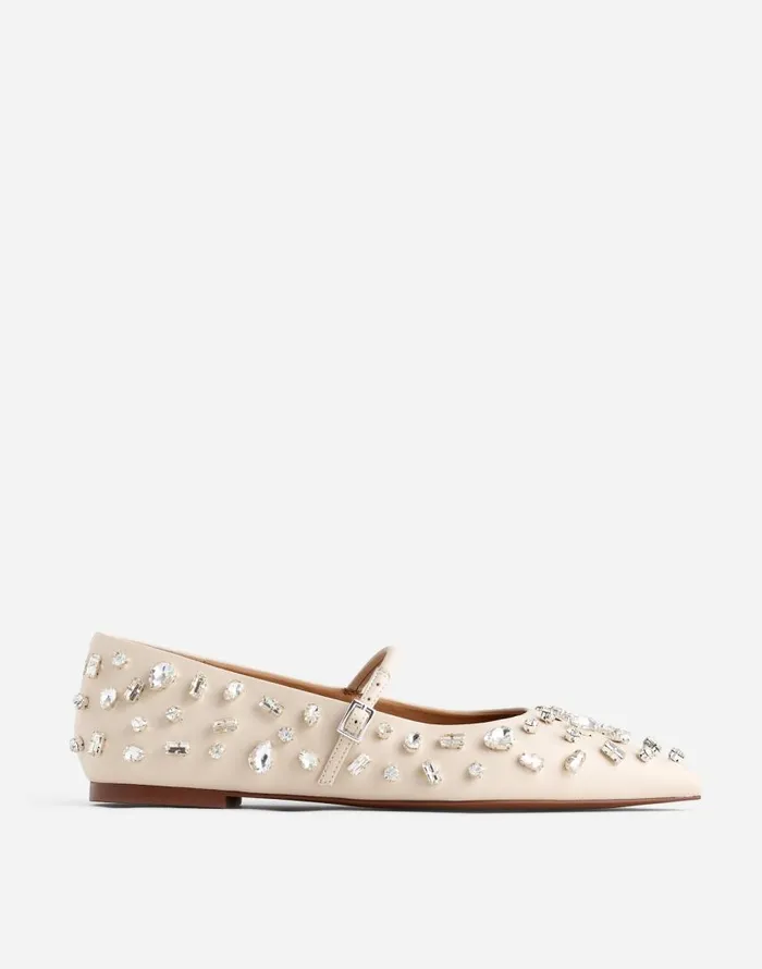 Flats and Loafers Women Madewell The Elsie Mary Jane Flat Ecru