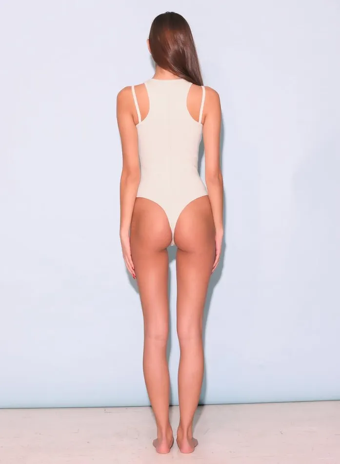 Fleur Du Mal Bodysuits Strappy Ribbed Bodysuit Ecru 8211 Women