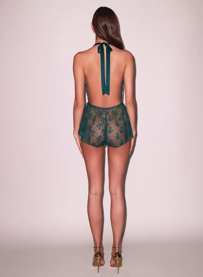 Fleur Du Mal Bodysuits Untie Me Playsuit Crystal Teal 8211 Women