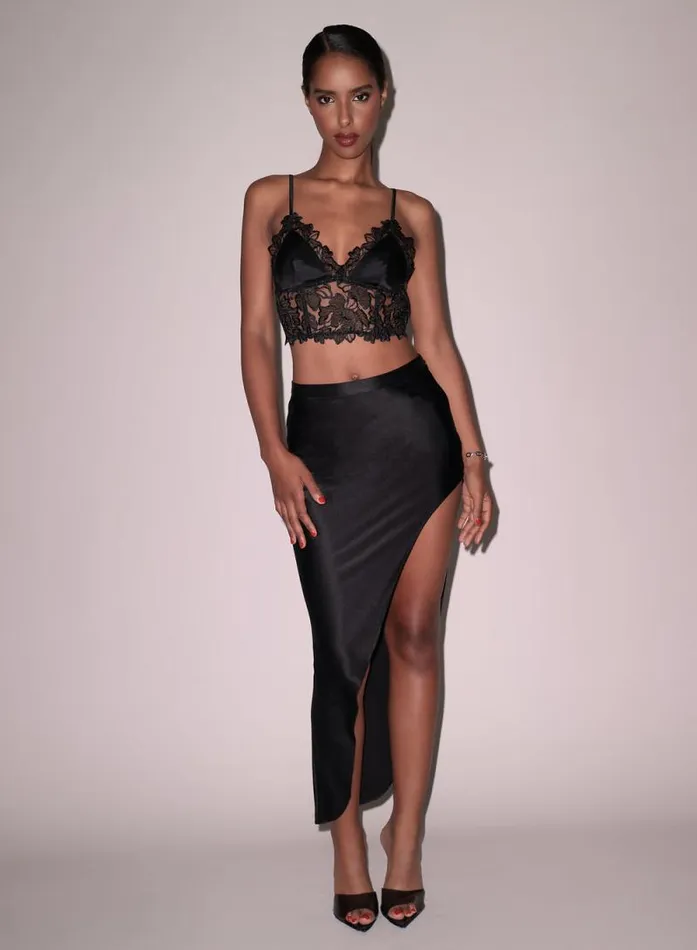 Fleur Du Mal Bottoms High Slit Skirt Black 8211 Women
