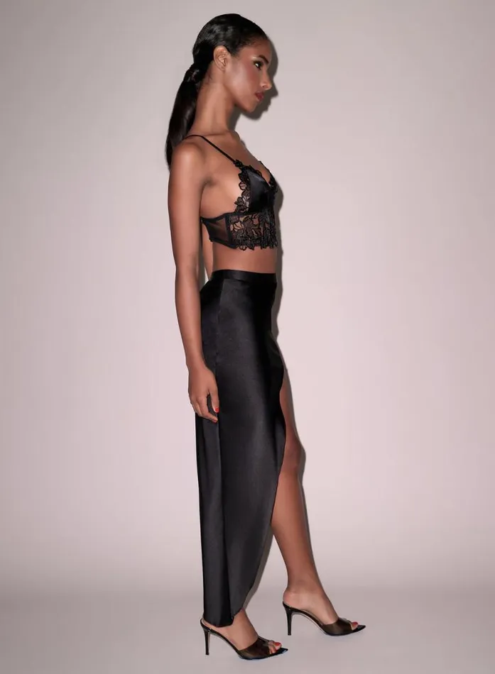 Fleur Du Mal Bottoms High Slit Skirt Black 8211 Women