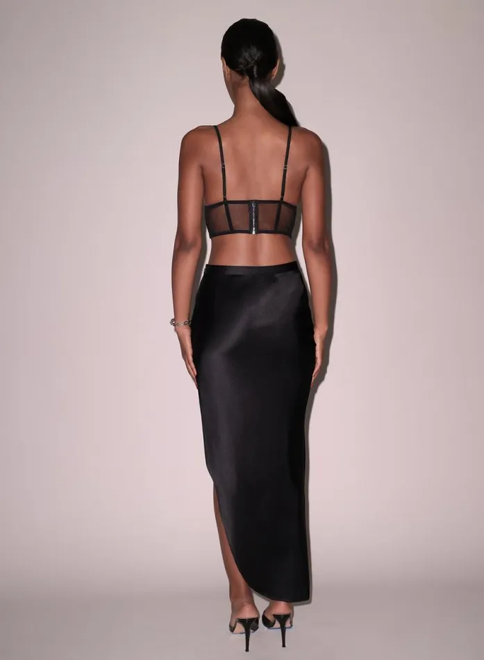 Fleur Du Mal Bottoms High Slit Skirt Black 8211 Women