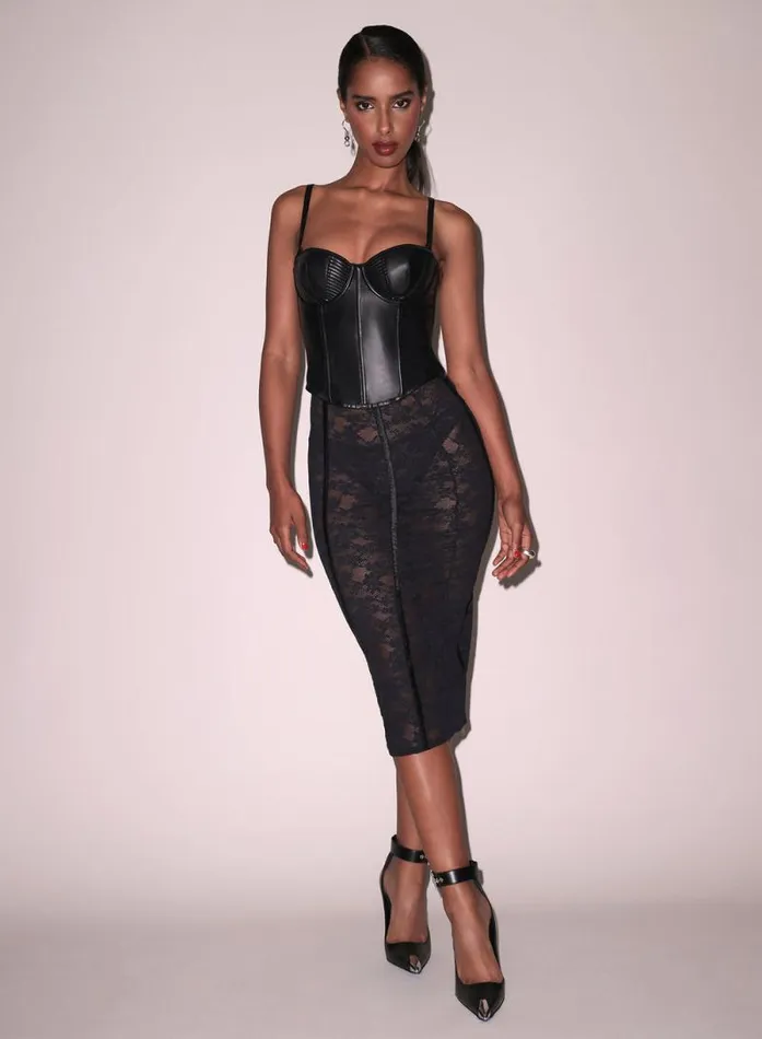 Fleur Du Mal Bottoms Le Stretch Lace Pencil Skirt Black 8211 Women