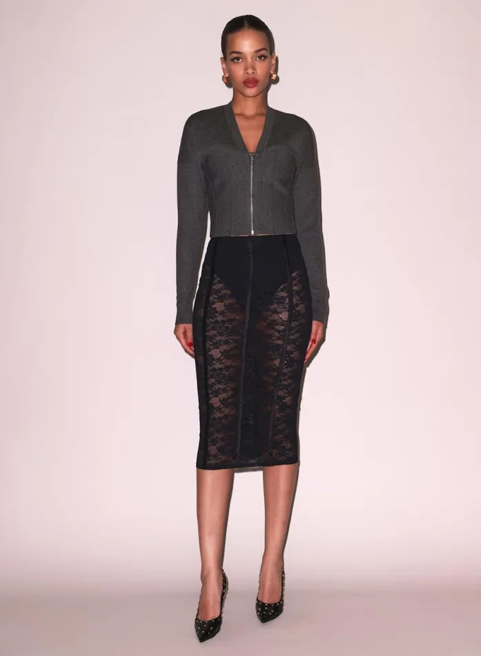 Fleur Du Mal Bottoms Le Stretch Lace Pencil Skirt Black 8211 Women