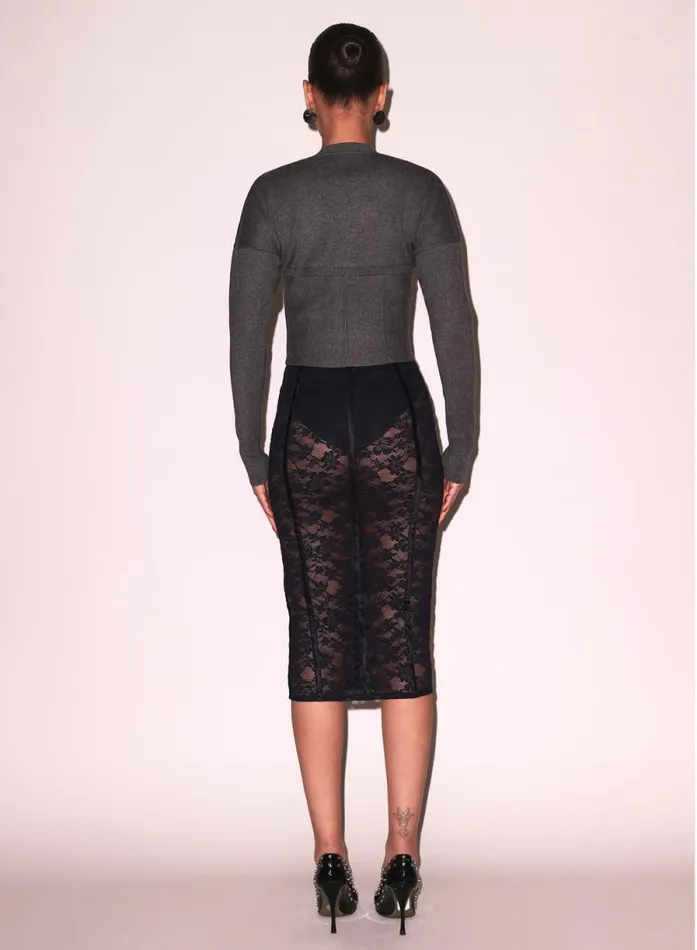 Fleur Du Mal Bottoms Le Stretch Lace Pencil Skirt Black 8211 Women