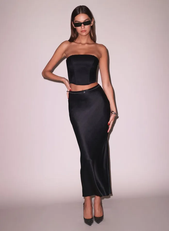 Fleur Du Mal Bottoms Silk Bias Skirt Black 8211 Women