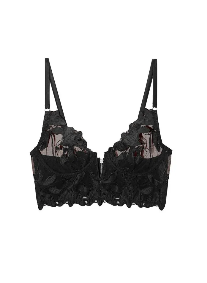 Fleur Du Mal Fuller Cup Bras Lily Embroidery Longline Demi Bra 8211 Women Fleur Du Mal Fuller Cup Bras Lily Embroidery Longline Demi Bra 8211 Women