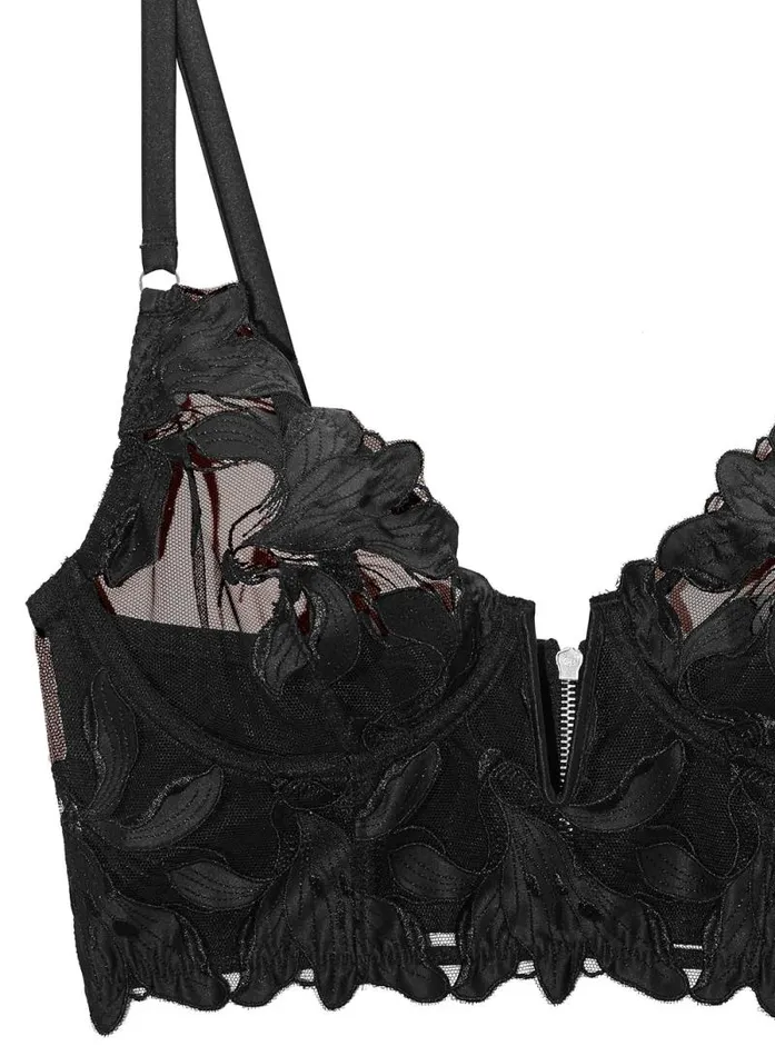 Fleur Du Mal Fuller Cup Bras Lily Embroidery Longline Demi Bra 8211 Women Fleur Du Mal Fuller Cup Bras Lily Embroidery Longline Demi Bra 8211 Women