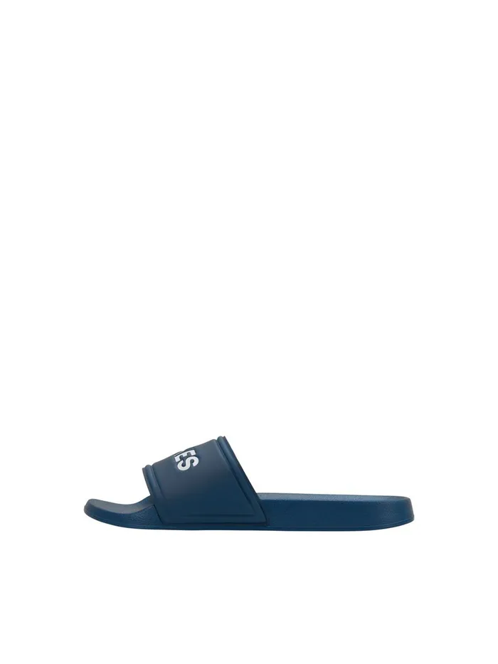 Flip Flops and Sandals JACK and JONES Mens LOGO POOL SLIDES Blue Majolica Blue Cheap On Sale