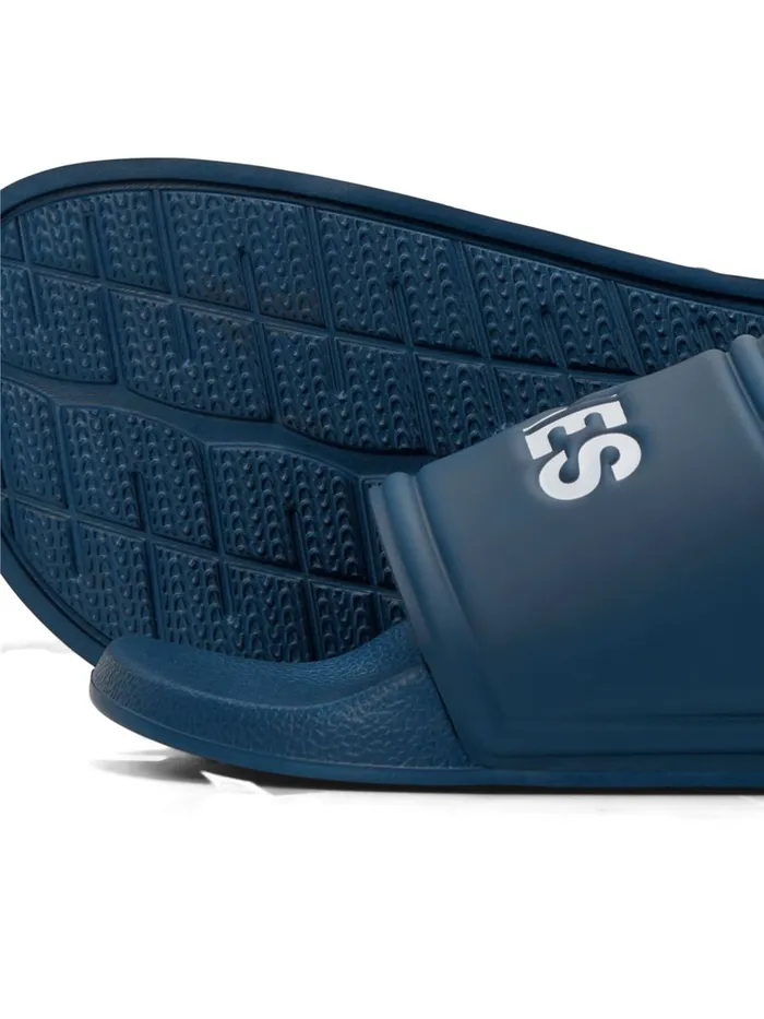 Flip Flops and Sandals JACK and JONES Mens LOGO POOL SLIDES Blue Majolica Blue Cheap On Sale