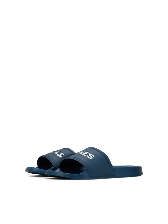Flip Flops and Sandals JACK and JONES Mens LOGO POOL SLIDES Blue Majolica Blue Cheap On Sale