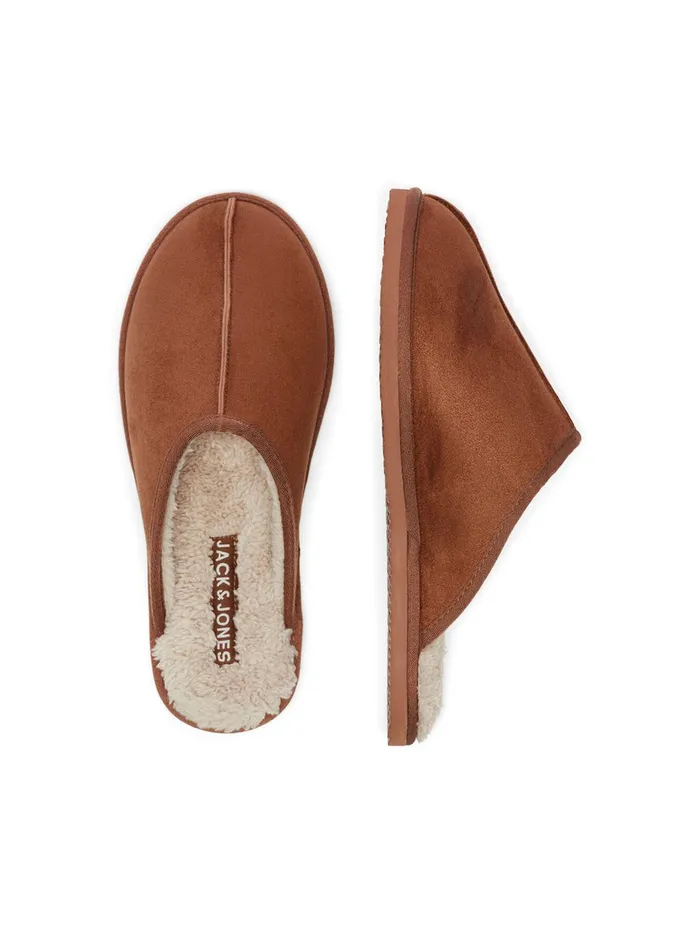 Flip Flops and Sandals JACK and JONES Mens TEDDY SLIPPERS Brown Almond Casaul