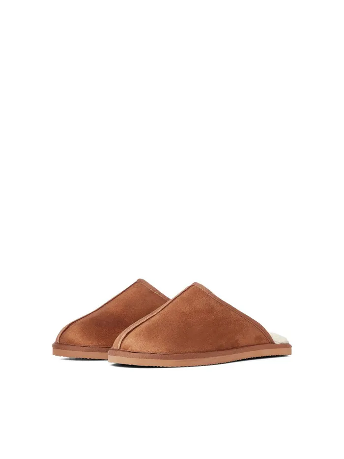 Flip Flops and Sandals JACK and JONES Mens TEDDY SLIPPERS Brown Almond Casaul