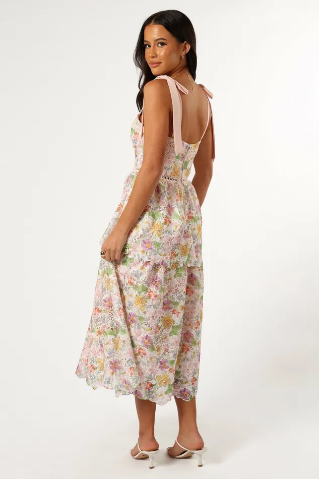 Floral Dresses Maddy Midi Dress Light Pink Multi Petal and Pup Women