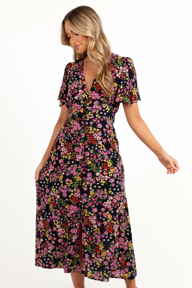 Floral Dresses Owena Midi Dress Midnight Daisy Petal and Pup Women