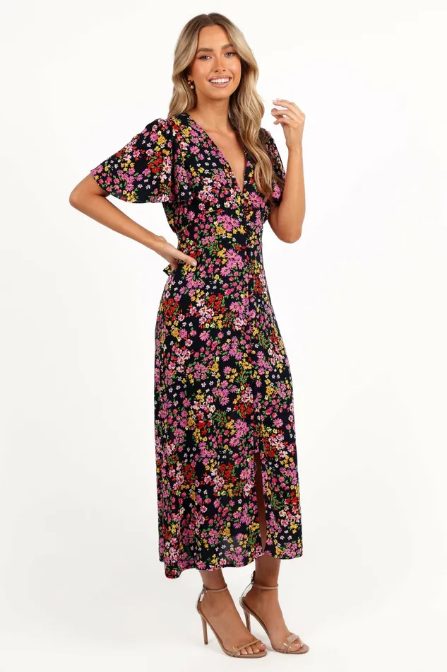 Floral Dresses Owena Midi Dress Midnight Daisy Petal and Pup Women