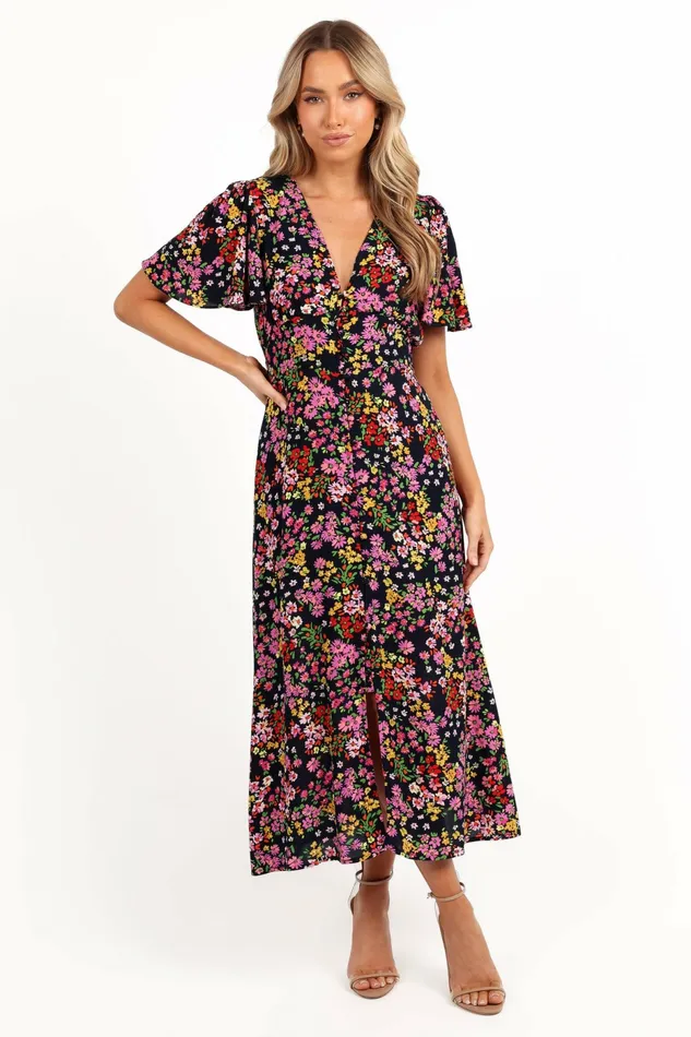 Floral Dresses Owena Midi Dress Midnight Daisy Petal and Pup Women
