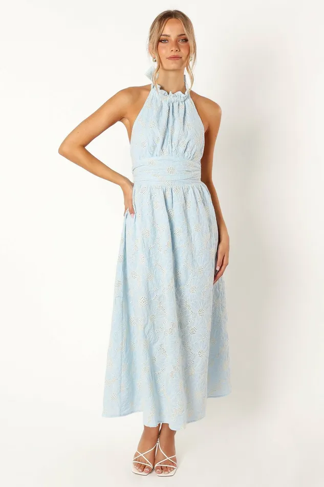 Floral Dresses Taila Halterneck Midi Dress Blue Floral 8211 Petal and Pup Women