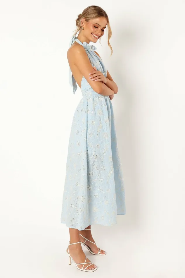 Floral Dresses Taila Halterneck Midi Dress Blue Floral 8211 Petal and Pup Women