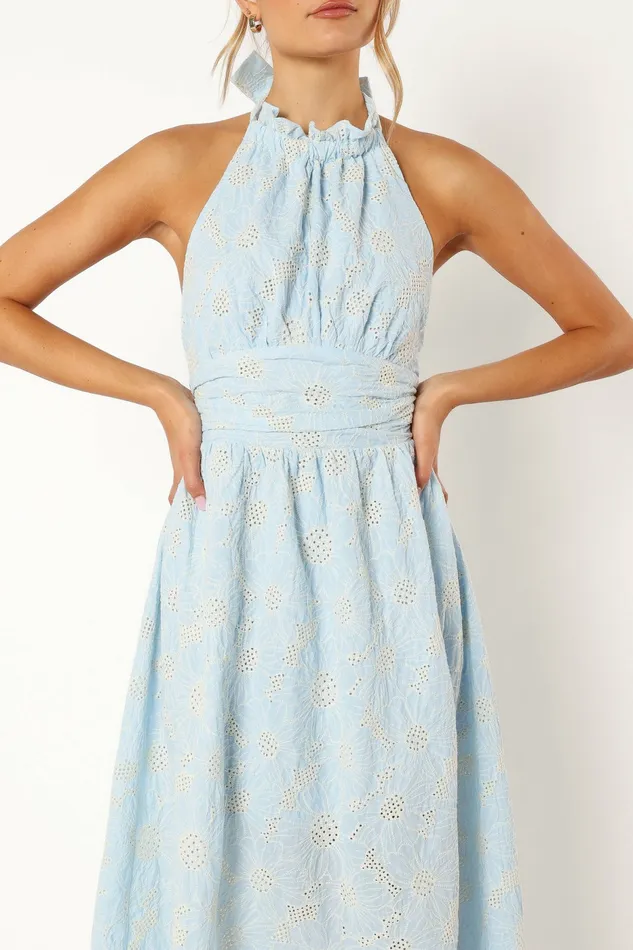 Floral Dresses Taila Halterneck Midi Dress Blue Floral 8211 Petal and Pup Women