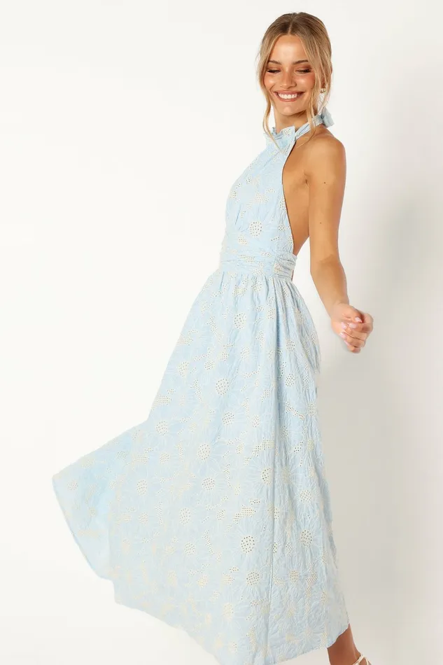 Floral Dresses Taila Halterneck Midi Dress Blue Floral 8211 Petal and Pup Women