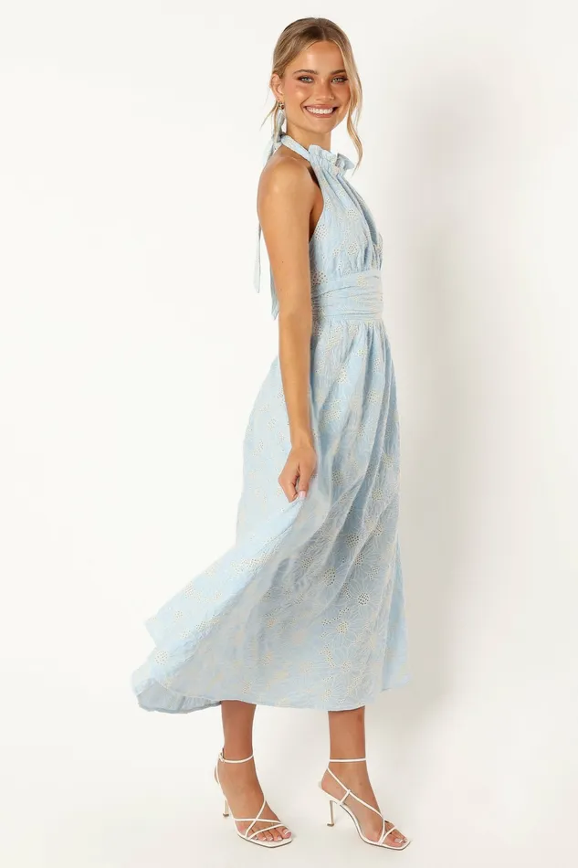 Floral Dresses Taila Halterneck Midi Dress Blue Floral 8211 Petal and Pup Women