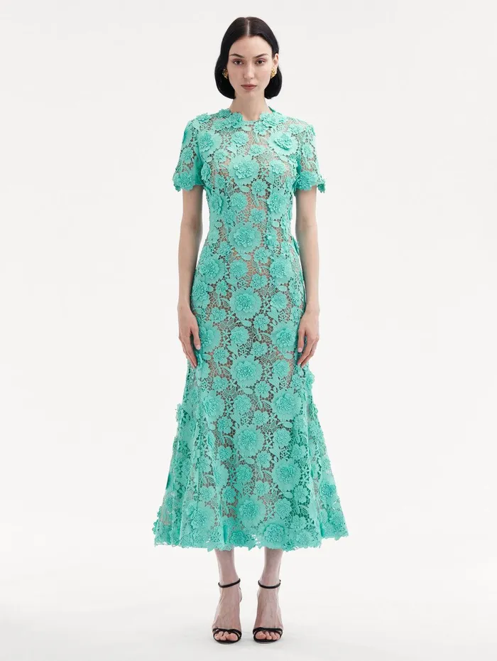Floral Guipure Cocktail Dress Soft Mint Women Oscar De La Renta Dresses Floral Guipure Cocktail Dress Soft Mint Women Oscar De La Renta Dresses