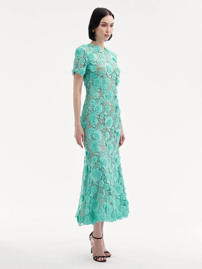 Floral Guipure Cocktail Dress Soft Mint Women Oscar De La Renta Dresses Floral Guipure Cocktail Dress Soft Mint Women Oscar De La Renta Dresses