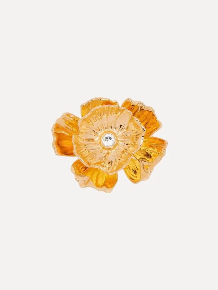 Flower Brooch Crystal Women Oscar De La Renta Brooches and Hair Accessories
