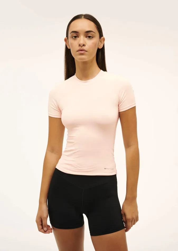 FOUNDATION SHORT SLEEVE TEE IN BLUSH Women Tees PE Nation