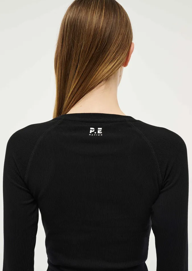 FREE PLAY 30 LONG SLEEVE RIB TEE IN BLACK Baseline PE Nation Women