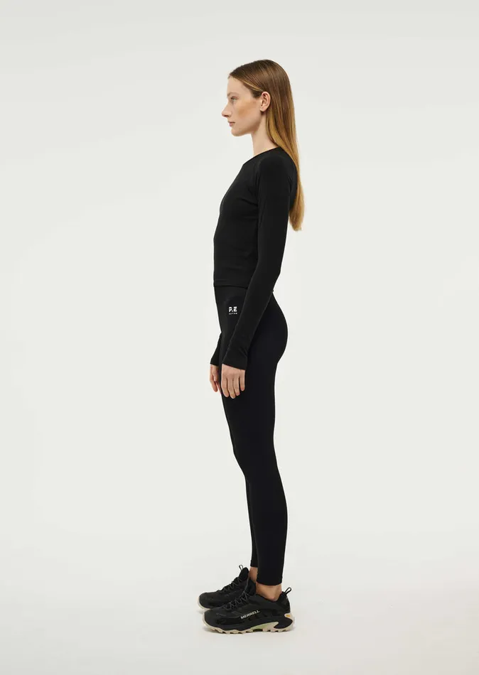 FREE PLAY 30 LONG SLEEVE RIB TEE IN BLACK Baseline PE Nation Women