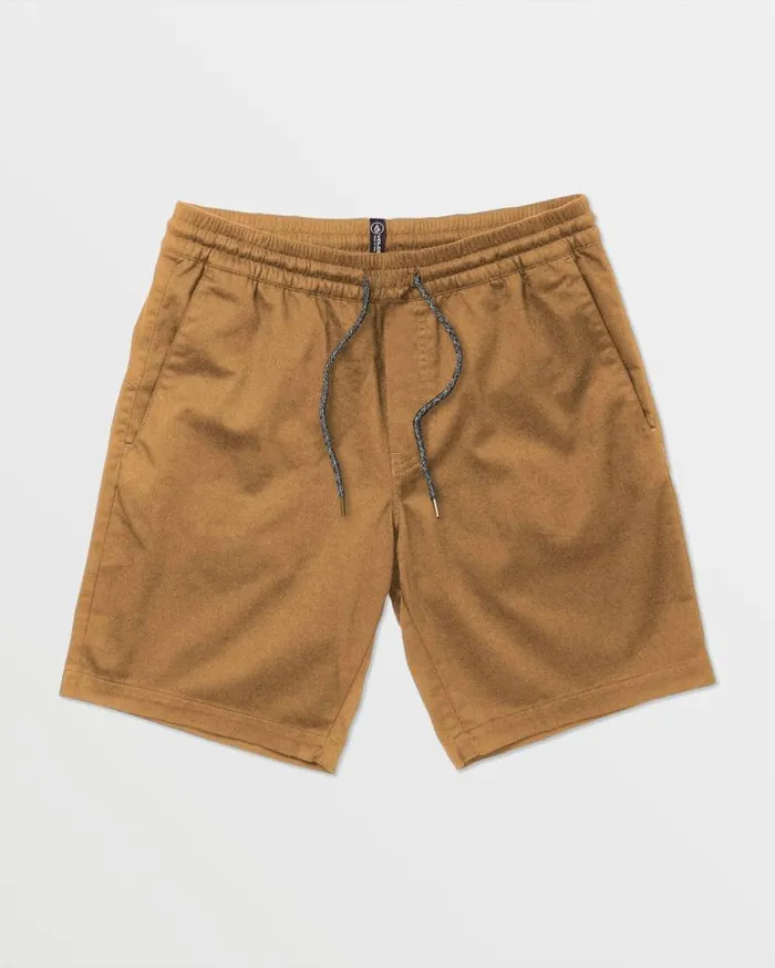 Frickin Elastic Waist Shorts 8211 Dark Khaki Mens Volcom Hiking