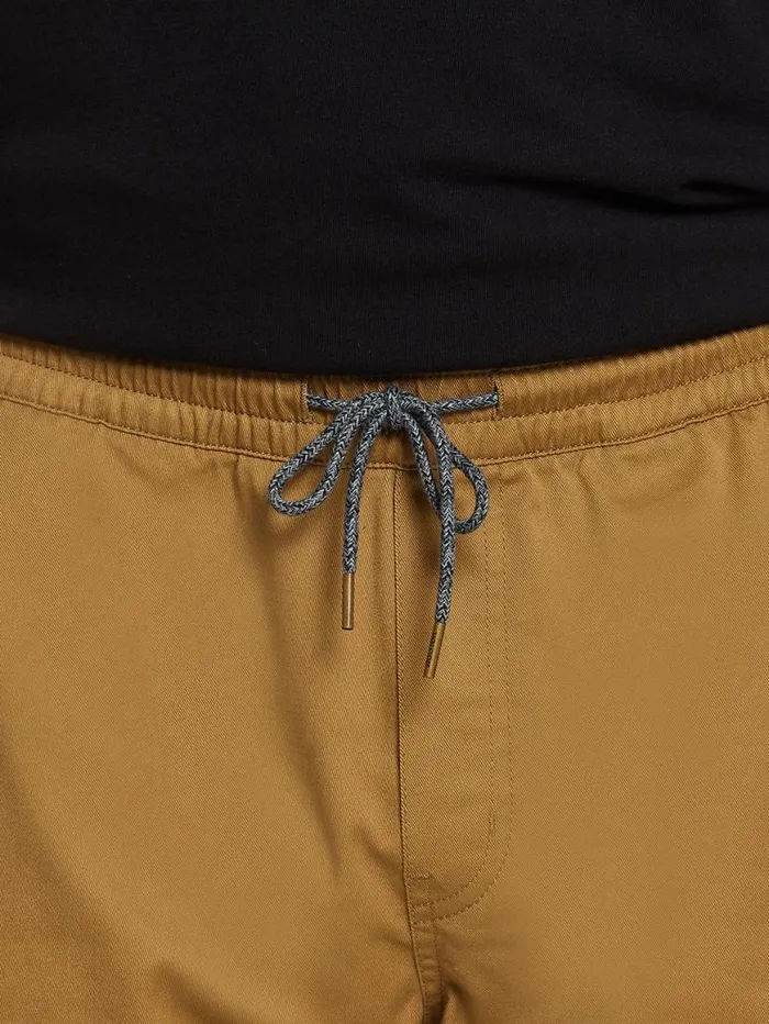 Frickin Elastic Waist Shorts 8211 Dark Khaki Mens Volcom Hiking