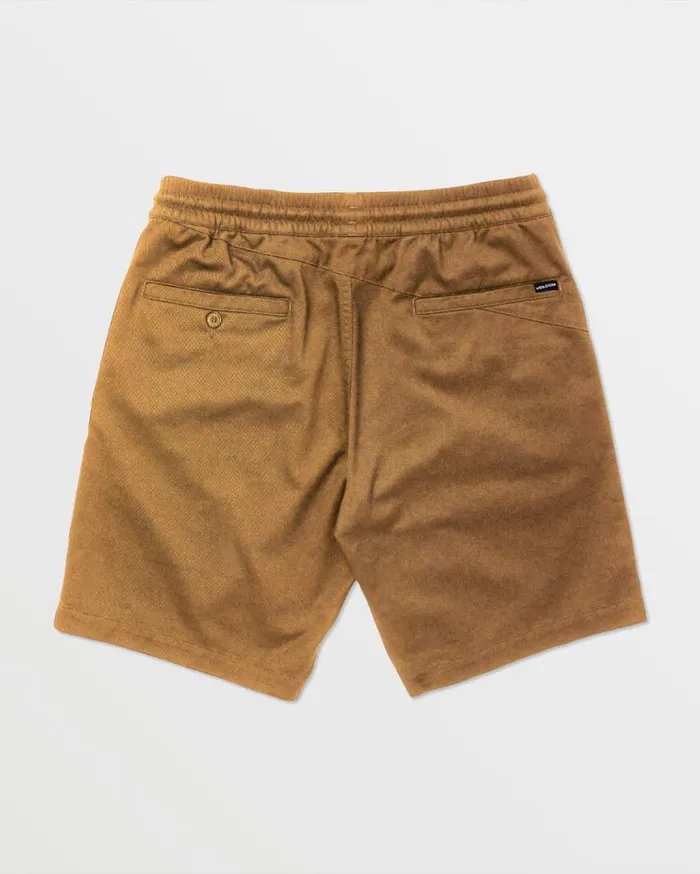 Frickin Elastic Waist Shorts 8211 Dark Khaki Mens Volcom Hiking