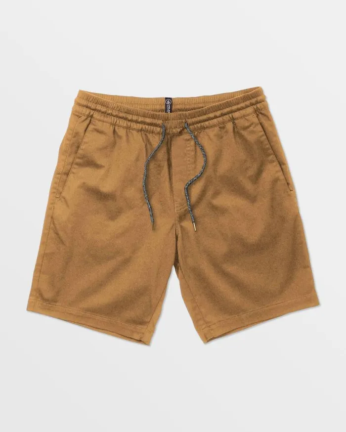 Frickin Elastic Waist Shorts 8211 Dark Khaki Mens Volcom Hiking