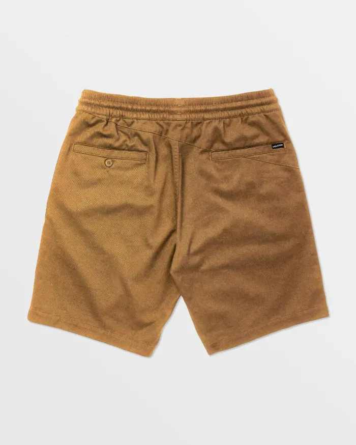 Frickin Elastic Waist Shorts 8211 Dark Khaki Mens Volcom Hiking