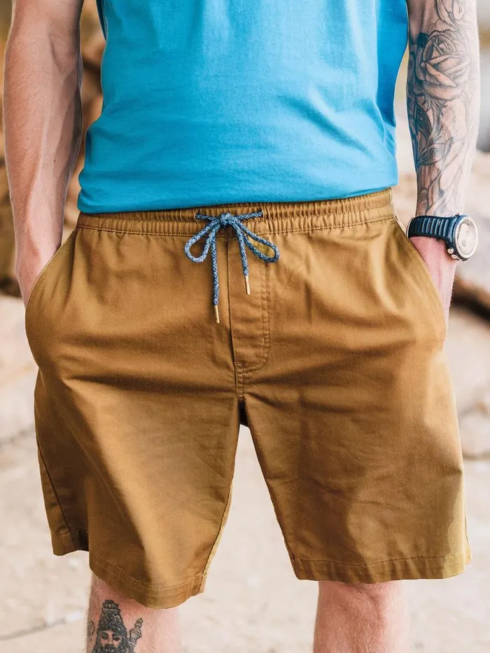 Frickin Elastic Waist Shorts 8211 Dark Khaki Mens Volcom Hiking