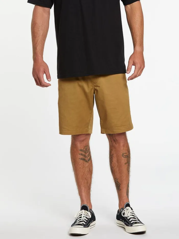 Frickin Elastic Waist Shorts 8211 Dark Khaki Mens Volcom Hiking