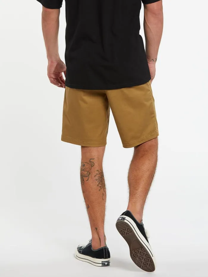 Frickin Elastic Waist Shorts 8211 Dark Khaki Mens Volcom Hiking