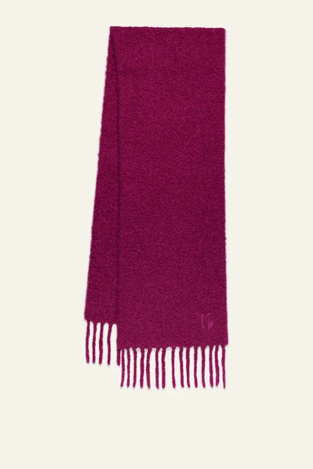 Fringed Knitted Scarf Sasha Pink Women Baandsh Scarves and Beanies