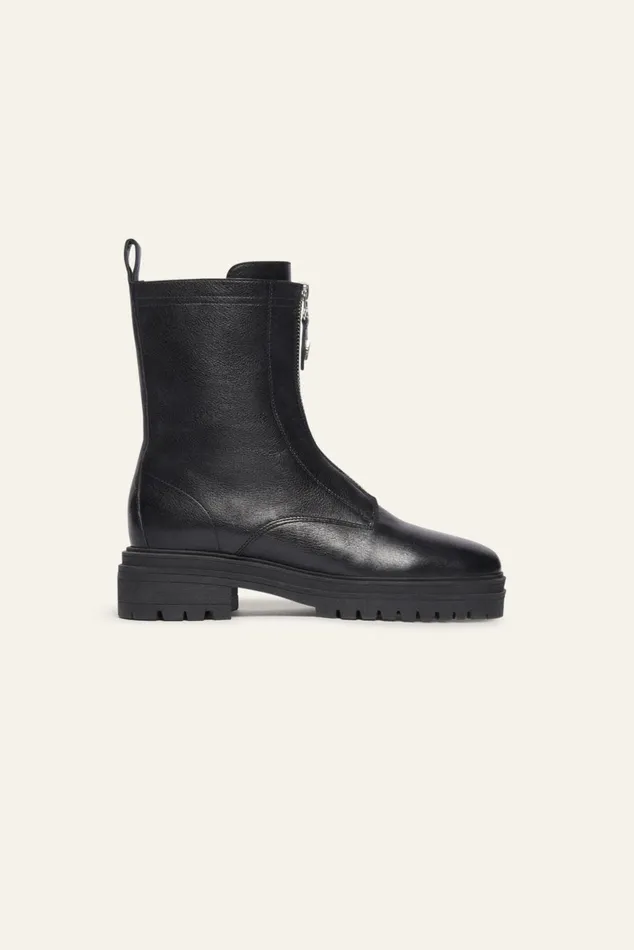 FrontZipper Boots Carl Black Women Baandsh Shoes