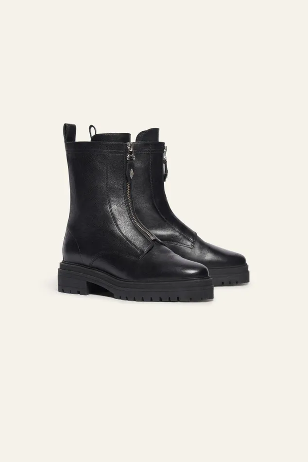 FrontZipper Boots Carl Black Women Baandsh Shoes
